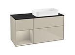 Villeroy und Boch Finion Waschtischunterschrank F682HHHH 120x60,3x50,1cm, Regal links Sand Matt Lacquer, Sand Matt Lacquer