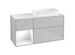 Villeroy und Boch Finion Waschtischunterschrank F681GFGJ 120x60,3x50,1cm, Regal links Glossy white lacquer, Light grey matt