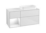 Villeroy und Boch Finion Waschtischunterschrank F681GFMT 120x60,3x50,1cm, Regal links Glossy white lacquer, White matt lacquer
