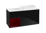 Villeroy und Boch Finion Waschtischunterschrank F681HBPH 120x60,3x50,1cm, Regal links Peony, Glossy Black Lacquer