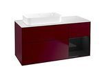 Villeroy und Boch Finion Waschtischunterschrank F691PHHB 120x60,3x50,1cm, Regal rechts Glossy Black Lacquer, Peony Matt