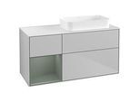 Villeroy und Boch Finion Waschtischunterschrank G681GMGJ 120x60,3x50,1cm, Regal links Olive Matt Lacquer, Light grey matt