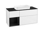Villeroy und Boch Finion Waschtischunterschrank F702PDGF 120x60,3x50,1cm, Regal links Black matt lacquer, Glossy white lacquer