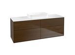 Villeroy und Boch Finion Waschtischunterschrank F73100GN 160x60,3x50,1cm, Glass White Matt, Walnut veneer