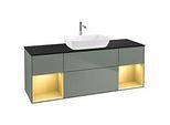 Villeroy und Boch Finion Waschtischunterschrank G862HFGM 160cm, Abdeckplatte black matt, Emotion, Regale Gold matt lacquer, Olive Matt Lacquer