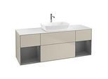 Villeroy und Boch Finion Waschtischunterschrank G861GKHH 160cm, Abdeckplatte white matt, Emotion, Regale Anthracite matt lacquer, Sand Matt Lacquer