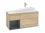 Villeroy und Boch Finion Waschtischunterschrank F801HGPC 120cm, Abdeckplatte white matt, Regale Midnight matt lacquer, Oak Veneer