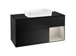 Villeroy und Boch Finion Waschtischunterschrank G302HHPD 120cm, Abdeckplatte black matt, Emotion, Regal rechts Sand Matt, Black matt lacquer