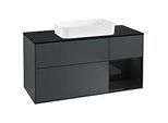 Villeroy und Boch Finion Waschtischunterschrank G302PHHG 120cm, Abdeckplatte black matt, Emotion, Regal rechts Glossy Black Lacquer, Midnight Blue Matt Lacquer