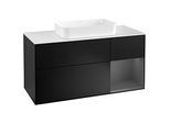 Villeroy und Boch Finion Waschtischunterschrank G301GKPD 120cm, Abdeckplatte white matt, Emotion, Regal rechts Anthracite matt, Black matt lacquer
