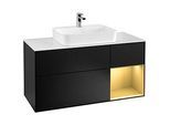Villeroy und Boch Finion Waschtischunterschrank G421HFPD 120cm, Abdeckplatte white matt, Emotion, Regal rechts Gold matt, Black matt lacquer