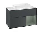 Villeroy und Boch Finion Waschtischunterschrank F251GMHG 100x60,3cm, Abdeckplatte white matt, Regal rechts Olive Matt Lacquer, Midnight Blue Matt Lacquer