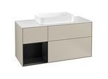 Villeroy und Boch Finion Waschtischunterschrank F291PDHH 120cm, Abdeckplatte white matt, Regal links Black matt lacquer, Sand Matt Lacquer