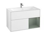 Villeroy und Boch Finion Waschtischunterschrank F040GMGF 99,6x59,1x49,8cm, Regal rechts Olive Matt Lacquer, Glossy white lacquer