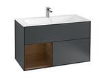 Villeroy und Boch Finion Waschtischunterschrank F030GNHG 99,6x59,1x49,8cm, Regal links Walnut veneer, Midnight Blue Matt Lacquer