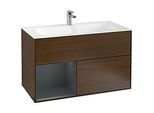 Villeroy und Boch Finion Waschtischunterschrank F030HGGN 99,6x59,1x49,8cm, Regal links Midnight Blue Matt Lacquer, Walnut veneer