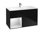 Villeroy und Boch Finion Waschtischunterschrank F030MTPH 99,6x59,1x49,8cm, Regal links White matt lacquer, Glossy Black Lacquer