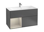 Villeroy und Boch Finion Waschtischunterschrank F030HHGK 99,6x59,1x49,8cm, Regal links Sand Matt Lacquer, Anthracite matt