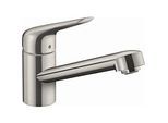 hansgrohe Focus M42 Küchenarmatur 100 1jet 71808800 schwenkbarer Auslauf 360°, edelstahl-optik