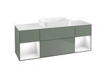 Villeroy und Boch Finion Waschtischunterschrank G741GFGM 160x60,3x50,1cm, Regale Glossy white lacquer, Olive Matt Lacquer