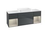Villeroy und Boch Finion Waschtischunterschrank G741HHHG 160x60,3x50,1cm, Regale sand matt lacquer, Midnight Blue Matt Lacquer
