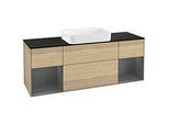 Villeroy und Boch Finion Waschtischunterschrank G742GKPC 160x60,3x50,1cm, Regale Anthracite matt lacquer, Oak Veneer