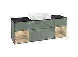 Villeroy und Boch Finion Waschtischunterschrank G742PCGM 160x60,3x50,1cm, Regale Oak Veneer, Olive Matt Lacquer