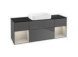Villeroy und Boch Finion Waschtischunterschrank G742HHGK 160x60,3x50,1cm, Regale sand matt lacquer, Anthracite matt