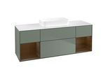 Villeroy und Boch Finion Waschtischunterschrank F741GNGM 160x60,3x50,1cm, Regale Walnut veneer, Olive Matt Lacquer