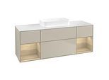 Villeroy und Boch Finion Waschtischunterschrank F741PCHH 160x60,3x50,1cm, Regale Oak Veneer, Sand Matt Lacquer