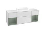 Villeroy und Boch Finion Waschtischunterschrank F741GMMT 160x60,3x50,1cm, Regale Olive matt lacquer, White matt lacquer