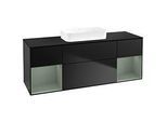 Villeroy und Boch Finion Waschtischunterschrank F742GMPD 160x60,3x50,1cm, Regale Olive matt lacquer, Black matt lacquer