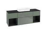 Villeroy und Boch Finion Waschtischunterschrank F742PDGM 160x60,3x50,1cm, Regale Black matt lacquer, Olive Matt Lacquer