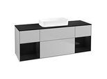 Villeroy und Boch Finion Waschtischunterschrank F742PHGJ 160x60,3x50,1cm, Regale Glossy black lacquer, Light grey matt