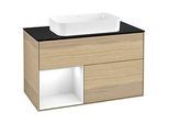 Villeroy und Boch Finion Waschtischunterschrank F652GFPC 100x60,3x50,1cm, Regal links Glossy white lacquer, Oak Veneer