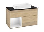 Villeroy und Boch Finion Waschtischunterschrank G652MTPC 100x60,3x50,1cm, Regal links White matt lacquer, Oak Veneer