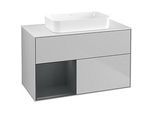 Villeroy und Boch Finion Waschtischunterschrank G651HGGJ 100x60,3x50,1cm, Regal links Midnight Blue Matt Lacquer, Light grey matt