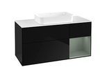 Villeroy und Boch Finion Waschtischunterschrank G711GMPH 120x60,3x50,1cm, Regal rechts Olive Matt Lacquer, Glossy Black Lacquer