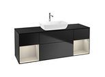 Villeroy und Boch Finion Waschtischunterschrank F862HHPD 160cm, Abdeckplatte black matt, Regale sand matt lacquer, Black matt lacquer