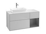 Villeroy und Boch Finion Waschtischunterschrank F811GKGJ 120cm, Abdeckplatte white matt, Regale Anthracite matt lacquer, Light grey matt