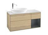 Villeroy und Boch Finion Waschtischunterschrank G931HGPC 120cm, Abdeckplatte white matt, Emotion, Regale Midnight matt lacquer, Oak Veneer