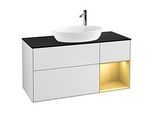 Villeroy und Boch Finion Waschtischunterschrank G952HFMT 120cm, Abdeckplatte black matt, Emotion, Regale Gold matt lacquer, White matt lacquer
