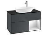Villeroy und Boch Finion Waschtischunterschrank F902MTHG 100cm, Abdeckplatte black matt, Regale White matt lacquer, Midnight Blue Matt Lacquer