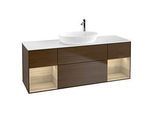 Villeroy und Boch Finion Waschtischunterschrank G981PCGN 160cm, Abdeckplatte white matt, Emotion, Regale Oak Veneer, Walnut veneer