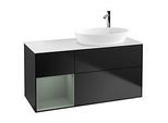 Villeroy und Boch Finion Waschtischunterschrank G921GMPD 120cm, Abdeckplatte white matt, Emotion, Regale Olive matt lacquer, Black matt lacquer