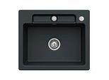 Villeroy und Boch Siluet Spüle 334602S5 mit Ablaufgarnitur und Exzenterbetätigung, Ebony