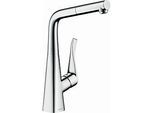 hansgrohe Metris M71 Küchenarmatur 320 14821000 chrom, schwenk- und herausziehbarer Auslauf