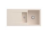 Villeroy und Boch Siluet Flächenbündige Spüle 33371FFU mit Ablaufgarnitur und Handbetätigung, Ivory