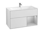 Villeroy und Boch Finion Waschtischunterschrank G040GJMT 99,6x59,1cm, Emotion, Regal rechts Light grey matt, White matt lacquer