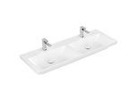 Villeroy und Boch Subway 3.0 Schrank-Doppelwaschtisch 4A71D1RW 130x47cm, mit je 1 Hahnloch/ohne Überlauf, stone white C-plus